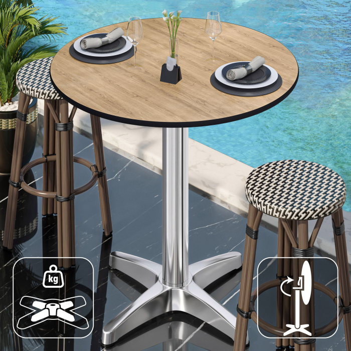 CPBL | HPL Kompakt Bistro Ståbord | Ø 60 x 110 cm | Fällbar + Extra vikt | Ek / Aluminium CPBL | HPL Kompakt Bistro Ståbord | Ø 60 x 110 cm | Fällbar + Extra vikt | Ek / Aluminium