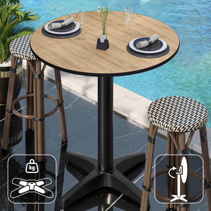 CPBL | HPL Kompakt Bistro Ståbord | Ø 60 x 110 cm | Fällbart + Extra vikt | Ek / Svart CPBL | HPL Kompakt Bistro Ståbord | Ø 60 x 110 cm | Fällbart + Extra vikt | Ek / Svart