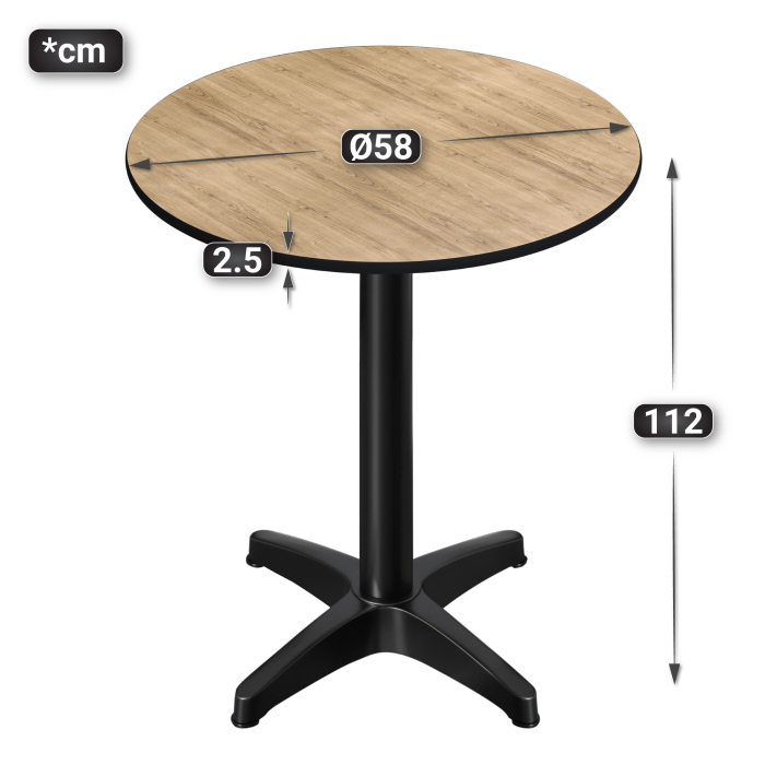 CPBL | HPL Kompakt Bistro Ståbord | Ø 60 x 110 cm | Fällbart + Extra vikt | Ek / Svart CPBL | HPL Kompakt Bistro Ståbord | Ø 60 x 110 cm | Fällbart + Extra vikt | Ek / Svart