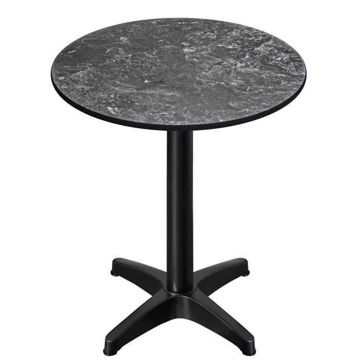 CPBL | HPL Compact Bistro Stół Wysoki | Ø 60 x 110 cm | Składany + Dodatkowy ciężar | Kamień / Czarne