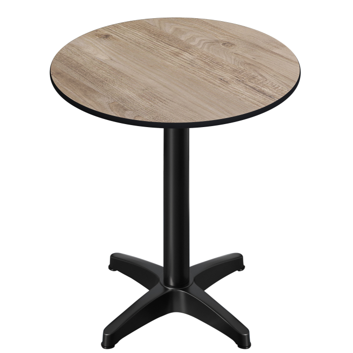 CPBL | HPL Compact Bistro Tavolo Alto | Ø 60 x 110 cm | Pieghevole + Peso Aggiuntivo | Rovere Rustico / Nero