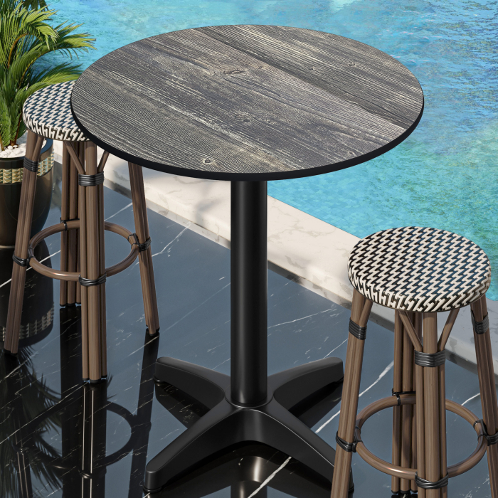 CPBL | HPL Kompakt Bistro Stehtbord | Ø 60 x 110 cm | Sammenleggbar + Ekstra vekt | Rustikk Furu / Svart CPBL | HPL Kompakt Bistro Stehtbord | Ø 60 x 110 cm | Sammenleggbar + Ekstra vekt | Rustikk Furu / Svart