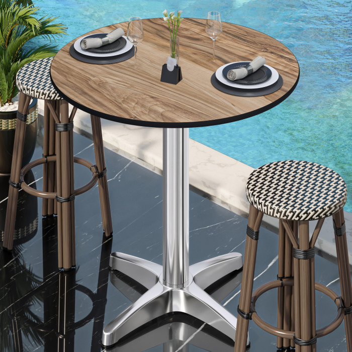 CPBL | HPL Compact Bistro Stehtisch | Ø 60 x 110 cm | Fällbar + Extra vikt | Sheesham / Aluminium CPBL | HPL Compact Bistro Stehtisch | Ø 60 x 110 cm | Fällbar + Extra vikt | Sheesham / Aluminium