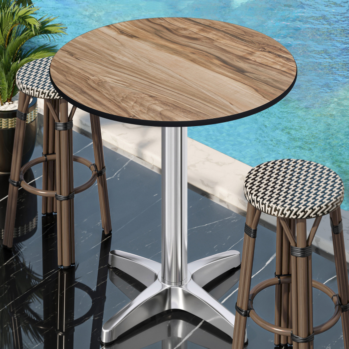 CPBL | HPL Compact Bistro Stehtisch | Ø 60 x 110 cm | Fällbar + Extra vikt | Sheesham / Aluminium CPBL | HPL Compact Bistro Stehtisch | Ø 60 x 110 cm | Fällbar + Extra vikt | Sheesham / Aluminium