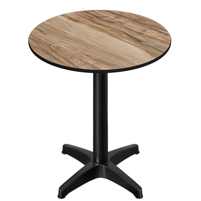 CPBL | HPL Compact Bistro Stehtisch | Ø 60 x 110 cm | Klappbar + Zusatzgewicht | Sheesham / Schwarz