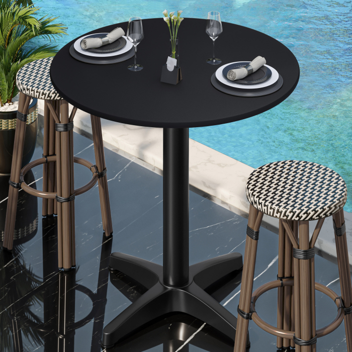 CPBL | HPL Compact Bistro Ståbord | Ø 60 x 110 cm | Sammenklappelig + Ekstra vægt | Sort / Sort