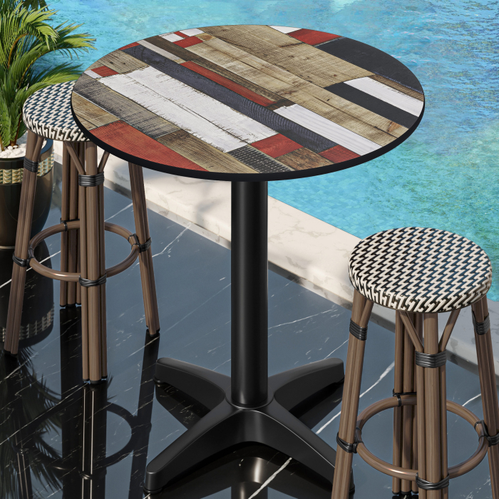 CPBL | HPL Kompakt Bistro Ståbord | Ø 60 x 110 cm | Fällbar + Extra vikt | Vintage Färgglad / Svart CPBL | HPL Kompakt Bistro Ståbord | Ø 60 x 110 cm | Fällbar + Extra vikt | Vintage Färgglad / Svart