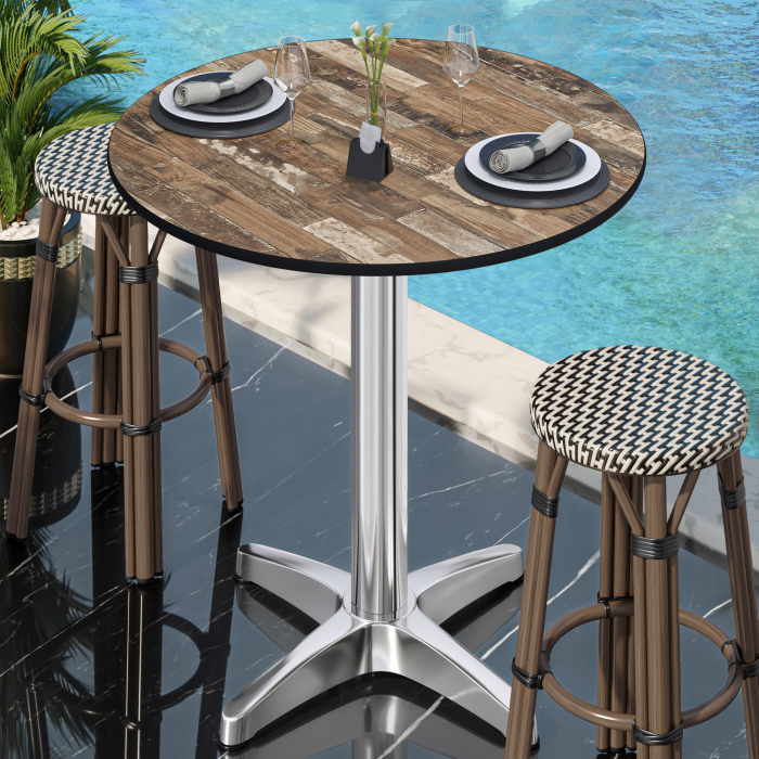 CPBL | HPL Compact Bistro Table | Ø 60 x 110 cm | Foldable + Additional Weight | Vintage Old / Aluminium CPBL | HPL Compact Bistro Table | Ø 60 x 110 cm | Foldable + Additional Weight | Vintage Old / Aluminium