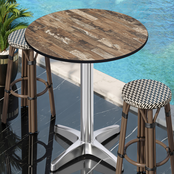 CPBL | HPL Compact Bistro Table | Ø 60 x 110 cm | Foldable + Additional Weight | Vintage Old / Aluminium CPBL | HPL Compact Bistro Table | Ø 60 x 110 cm | Foldable + Additional Weight | Vintage Old / Aluminium