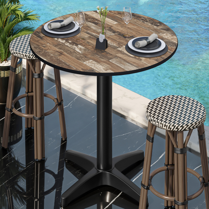 CPBL | HPL Kompakt Bistro Ståbord | Ø 60 x 110 cm | Hopfällbar + Extra vikt | Vintage Old / Svart CPBL | HPL Kompakt Bistro Ståbord | Ø 60 x 110 cm | Hopfällbar + Extra vikt | Vintage Old / Svart