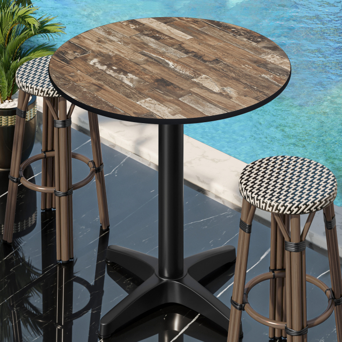 CPBL | HPL Kompakt Bistro Ståbord | Ø 60 x 110 cm | Hopfällbar + Extra vikt | Vintage Old / Svart CPBL | HPL Kompakt Bistro Ståbord | Ø 60 x 110 cm | Hopfällbar + Extra vikt | Vintage Old / Svart