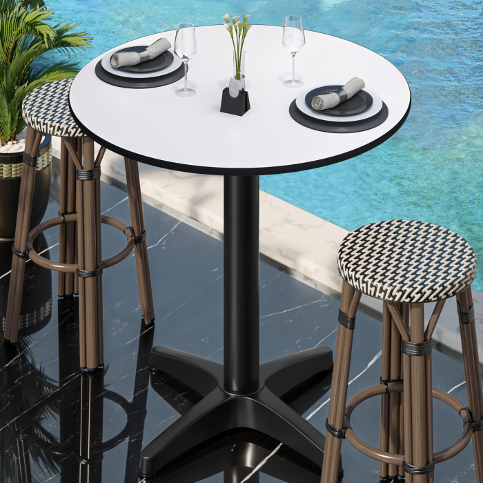 CPBL | HPL Compact Bistro Stående Bord | Ø 60 x 110 cm | Sammenklappelig + Ekstra vægt | Hvid / Sort CPBL | HPL Compact Bistro Stående Bord | Ø 60 x 110 cm | Sammenklappelig + Ekstra vægt | Hvid / Sort