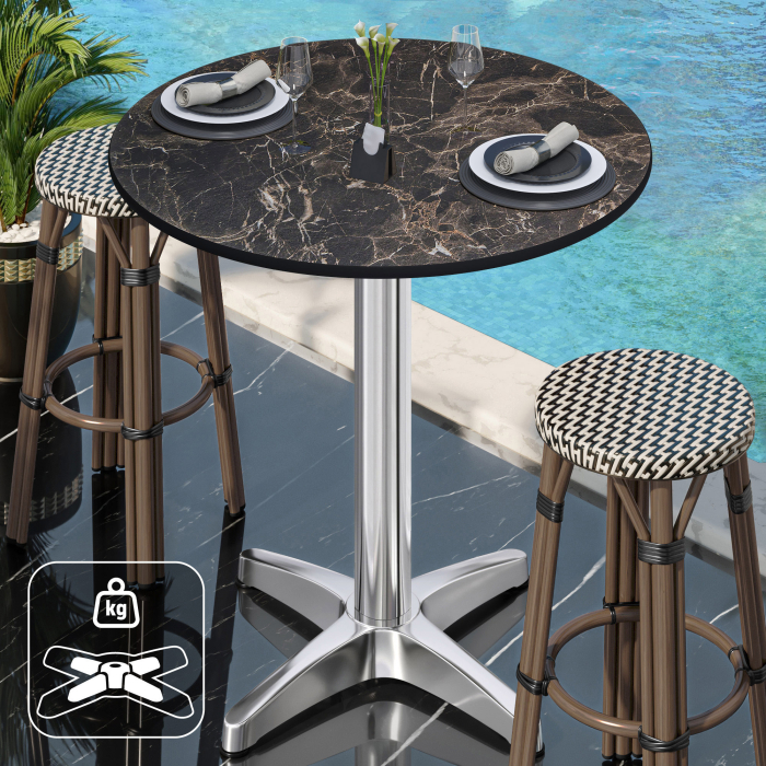 CPBL | HPL Compact Bistro Stehertabell | Ø 60 x 110 cm | + Ekstra vekt | Cappuccino Marmor / Aluminium CPBL | HPL Compact Bistro Stehertabell | Ø 60 x 110 cm | + Ekstra vekt | Cappuccino Marmor / Aluminium