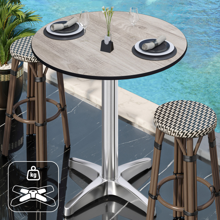 CPBL | HPL Compact Bistro Ståbord | Ø 60 x 110 cm | + Extra vikt | Ek Vit / Aluminium CPBL | HPL Compact Bistro Ståbord | Ø 60 x 110 cm | + Extra vikt | Ek Vit / Aluminium