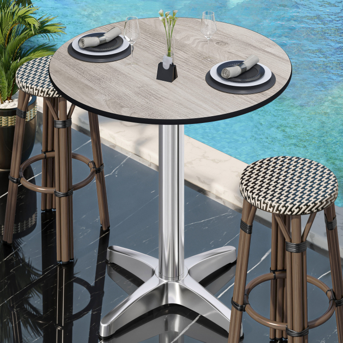 CPBL | HPL Compact Bistro Ståbord | Ø 60 x 110 cm | + Extra vikt | Ek Vit / Aluminium CPBL | HPL Compact Bistro Ståbord | Ø 60 x 110 cm | + Extra vikt | Ek Vit / Aluminium