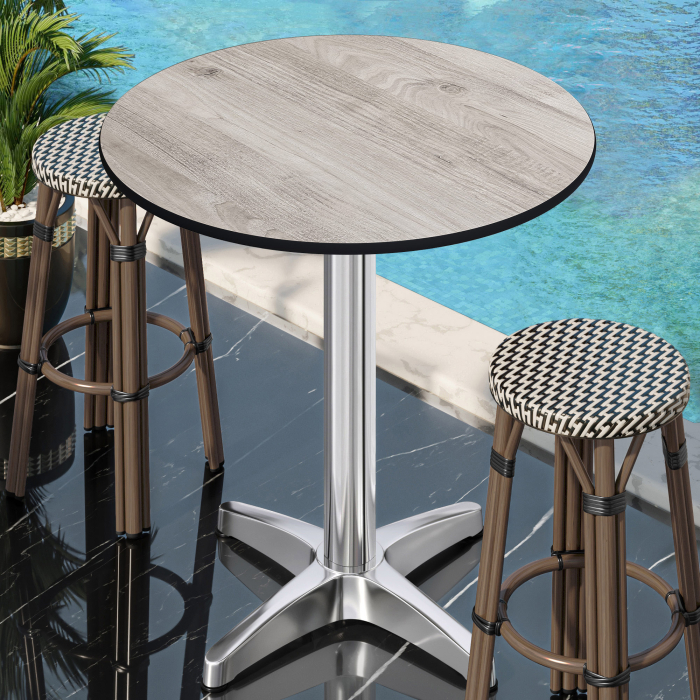 CPBL | HPL Compact Bistro Ståbord | Ø 60 x 110 cm | + Extra vikt | Ek Vit / Aluminium CPBL | HPL Compact Bistro Ståbord | Ø 60 x 110 cm | + Extra vikt | Ek Vit / Aluminium