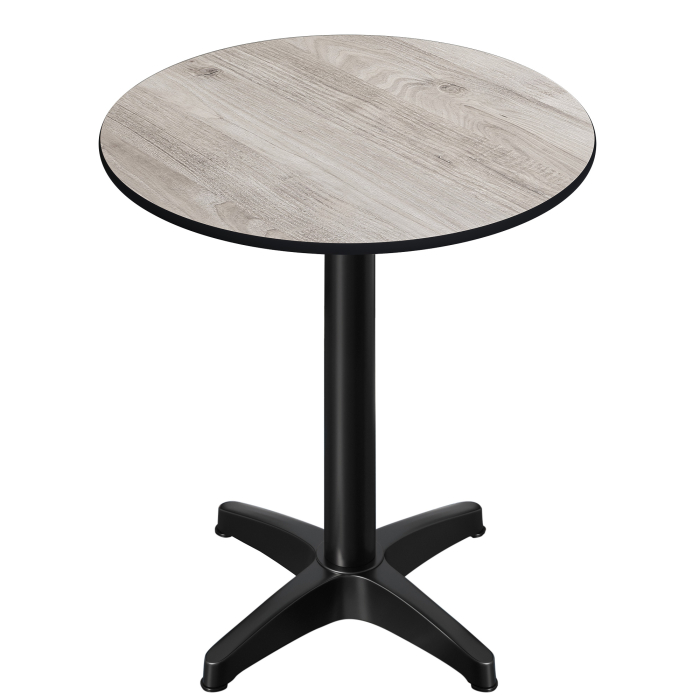 CPBL | HPL Compact Bistro Mesa Alta | Ø 60 x 110 cm | + Peso adicional | Roble Blanco / Negro