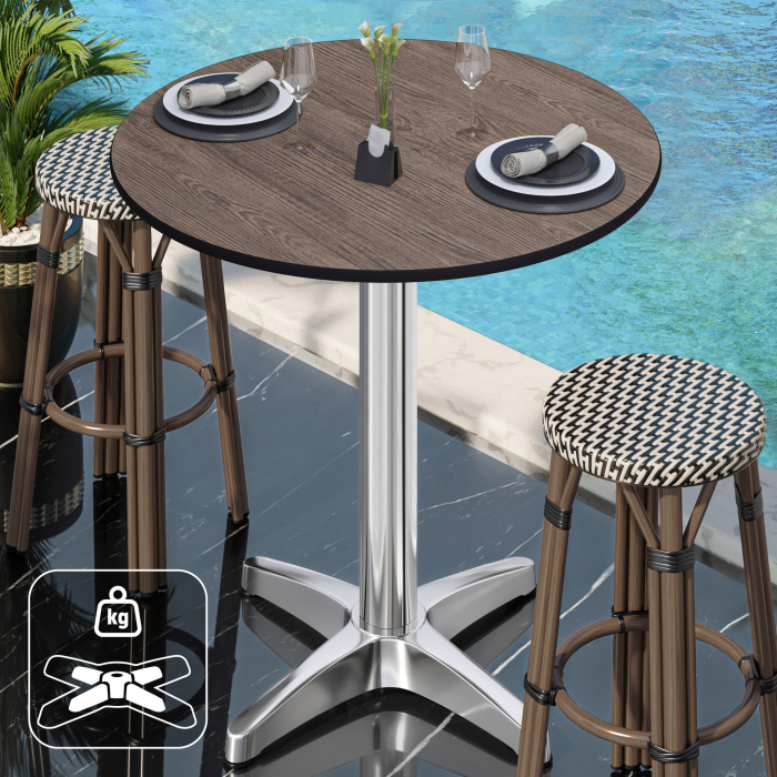 CPBL | HPL Compact Bistro Ståbord | Ø 60 x 110 cm | + Tilläggsvikt | Lätt Wenge / Aluminium CPBL | HPL Compact Bistro Ståbord | Ø 60 x 110 cm | + Tilläggsvikt | Lätt Wenge / Aluminium