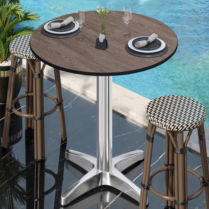CPBL | HPL Compact Bistro Ståbord | Ø 60 x 110 cm | + Tilläggsvikt | Lätt Wenge / Aluminium CPBL | HPL Compact Bistro Ståbord | Ø 60 x 110 cm | + Tilläggsvikt | Lätt Wenge / Aluminium