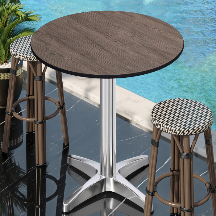CPBL | HPL Compact Bistro Ståbord | Ø 60 x 110 cm | + Tilläggsvikt | Lätt Wenge / Aluminium CPBL | HPL Compact Bistro Ståbord | Ø 60 x 110 cm | + Tilläggsvikt | Lätt Wenge / Aluminium