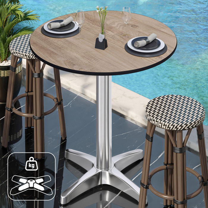CPBL | HPL Kompakt Bistro Ståbord | Ø 60 x 110 cm | + Extra vikt | Rustik Ek / Aluminium CPBL | HPL Kompakt Bistro Ståbord | Ø 60 x 110 cm | + Extra vikt | Rustik Ek / Aluminium