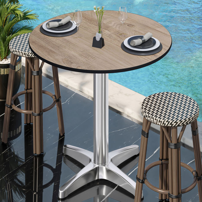 CPBL | HPL Kompakt Bistro Ståbord | Ø 60 x 110 cm | + Extra vikt | Rustik Ek / Aluminium CPBL | HPL Kompakt Bistro Ståbord | Ø 60 x 110 cm | + Extra vikt | Rustik Ek / Aluminium
