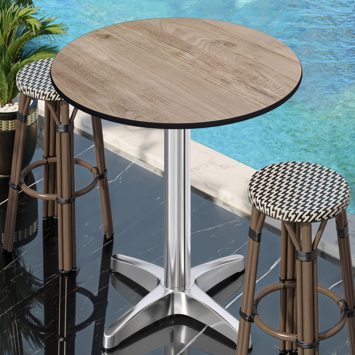 CPBL | HPL Kompakt Bistro Ståbord | Ø 60 x 110 cm | + Extra vikt | Rustik Ek / Aluminium CPBL | HPL Kompakt Bistro Ståbord | Ø 60 x 110 cm | + Extra vikt | Rustik Ek / Aluminium