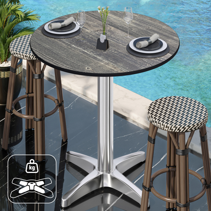 CPBL | HPL Compact Bistro Table | Ø 60 x 110 cm | + Additional Weight | Rustic Pine / Aluminum CPBL | HPL Compact Bistro Table | Ø 60 x 110 cm | + Additional Weight | Rustic Pine / Aluminum