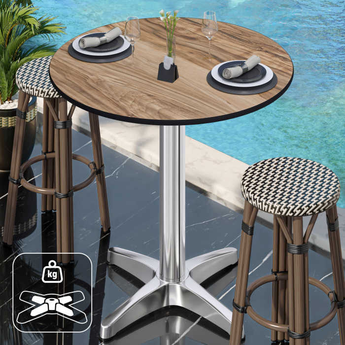 CPBL | HPL Compact Bistro Ståbord | Ø 60 x 110 cm | + Extra vikt | Sheesham / Aluminium CPBL | HPL Compact Bistro Ståbord | Ø 60 x 110 cm | + Extra vikt | Sheesham / Aluminium
