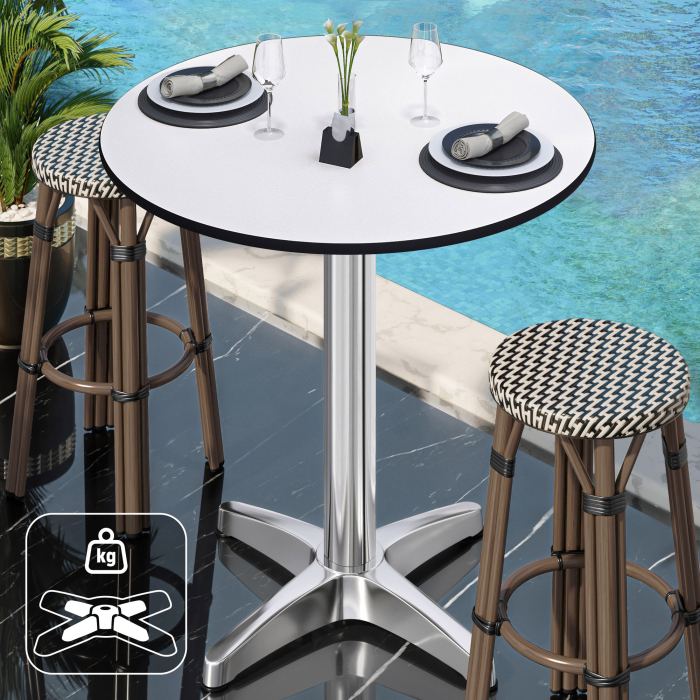 CPBL | HPL Compact Bistro Table | Ø 70 x 110 cm | + Additional Weight | White / Aluminum CPBL | HPL Compact Bistro Table | Ø 70 x 110 cm | + Additional Weight | White / Aluminum