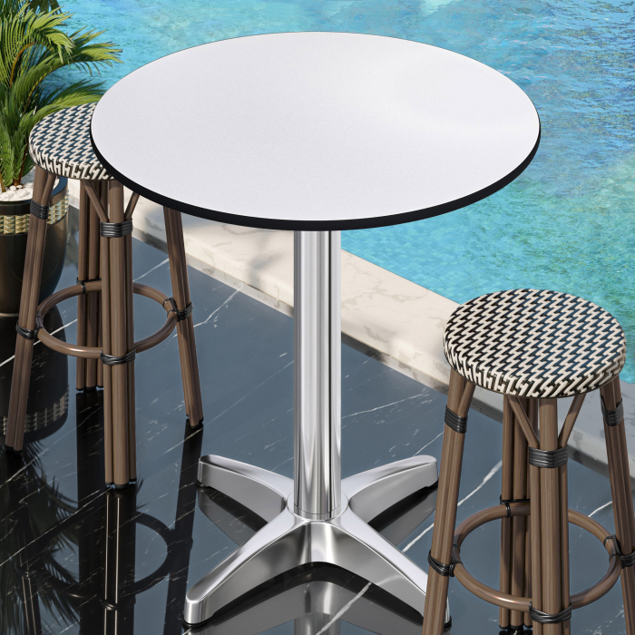 CPBL | HPL Compact Bistro Table | Ø 70 x 110 cm | + Additional Weight | White / Aluminum CPBL | HPL Compact Bistro Table | Ø 70 x 110 cm | + Additional Weight | White / Aluminum