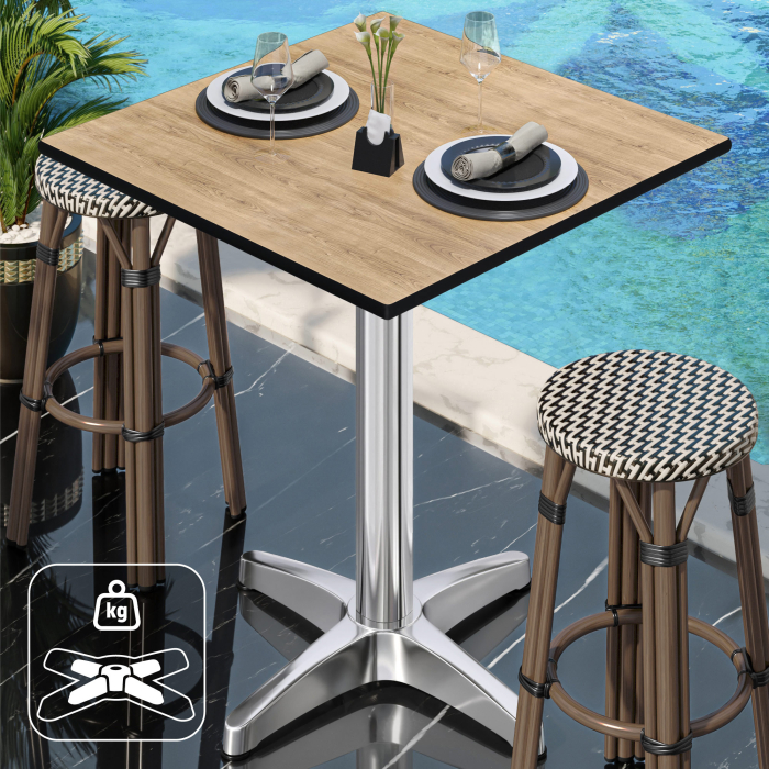 CPBL | HPL Compact Bistro Ståbord | 70 x 70 x 110 cm | + Extra vikt | Ek / Aluminium CPBL | HPL Compact Bistro Ståbord | 70 x 70 x 110 cm | + Extra vikt | Ek / Aluminium