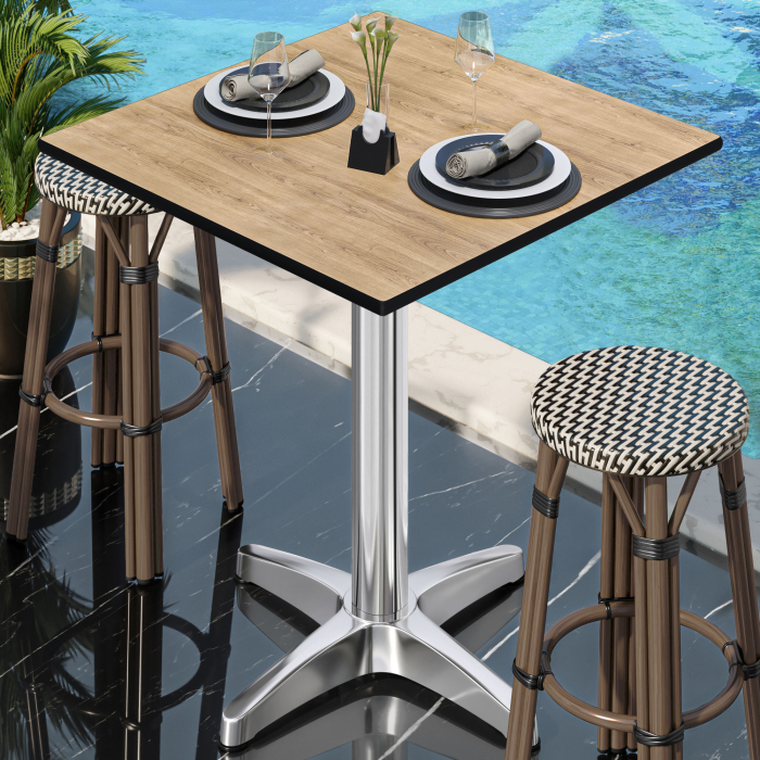 CPBL | HPL Compact Bistro Ståbord | 70 x 70 x 110 cm | + Extra vikt | Ek / Aluminium CPBL | HPL Compact Bistro Ståbord | 70 x 70 x 110 cm | + Extra vikt | Ek / Aluminium
