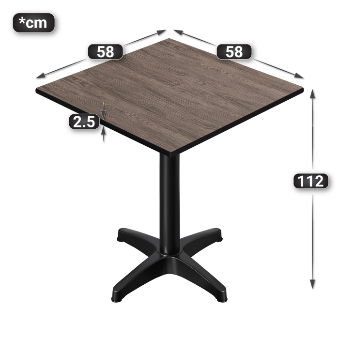CPBL | HPL Compact Bistro Table | 60 x 60 x 110 cm | + Additional Weight | Light Wenge / Black CPBL | HPL Compact Bistro Table | 60 x 60 x 110 cm | + Additional Weight | Light Wenge / Black