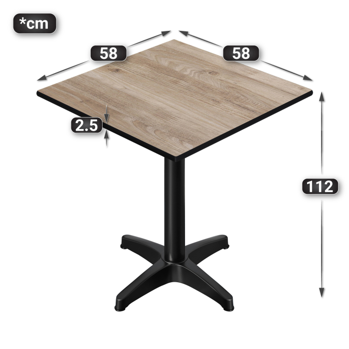 CPBL | HPL Compact Bistro Stół z wysokim blatem | 60 x 60 x 110 cm | + dodatkowy ciężar | Rustykalny dąb / czarny CPBL | HPL Compact Bistro Stół z wysokim blatem | 60 x 60 x 110 cm | + dodatkowy ciężar | Rustykalny dąb / czarny