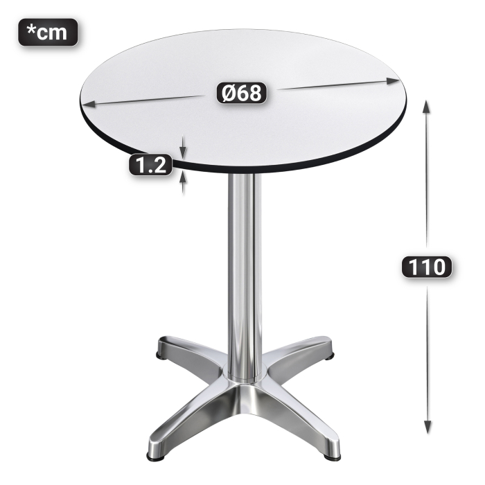 CPBL | HPL Compact Bistro Table | Ø 70 x 110 cm | + Additional Weight | White / Aluminum CPBL | HPL Compact Bistro Table | Ø 70 x 110 cm | + Additional Weight | White / Aluminum