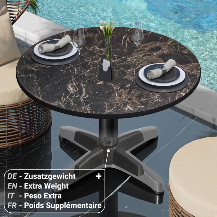 CPBL | Tavolo da salotto compatto | Ø:H 60 x 42 cm | Marmo cappuccino / nero alluminio | Pieghevole | Peso aggiuntivo
