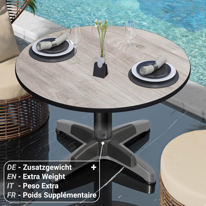 CPBL | Kompakt salongbord | Ø:H 60 x 42 cm | Eik Hvit / Aluminium Svart | Sammenleggbar | Ekstra vekt