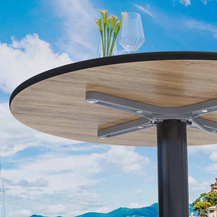 CPBL | Kompakt salongbord | Ø:H 60 x 42 cm | Eik Hvit / Aluminium Svart | Sammenleggbar | Ekstra vekt