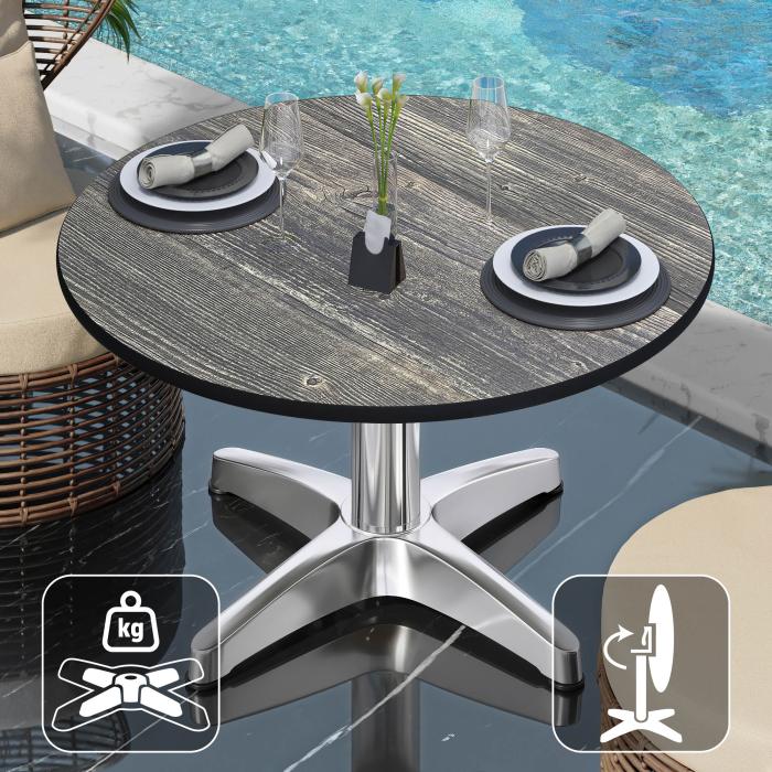 CPBL | Kompakt loungebord | Ø:H 60 x 42 cm | Rustik furu / aluminium | Fällbart | Extra vikt CPBL | Kompakt loungebord | Ø:H 60 x 42 cm | Rustik furu / aluminium | Fällbart | Extra vikt