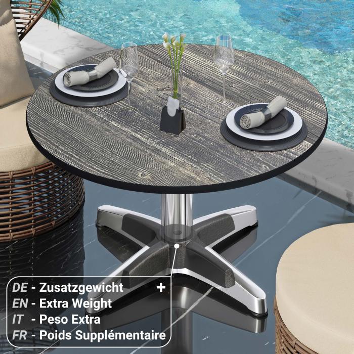 CPBL | Kompakt loungebord | Ø:H 60 x 42 cm | Rustik furu / aluminium | Fällbart | Extra vikt CPBL | Kompakt loungebord | Ø:H 60 x 42 cm | Rustik furu / aluminium | Fällbart | Extra vikt