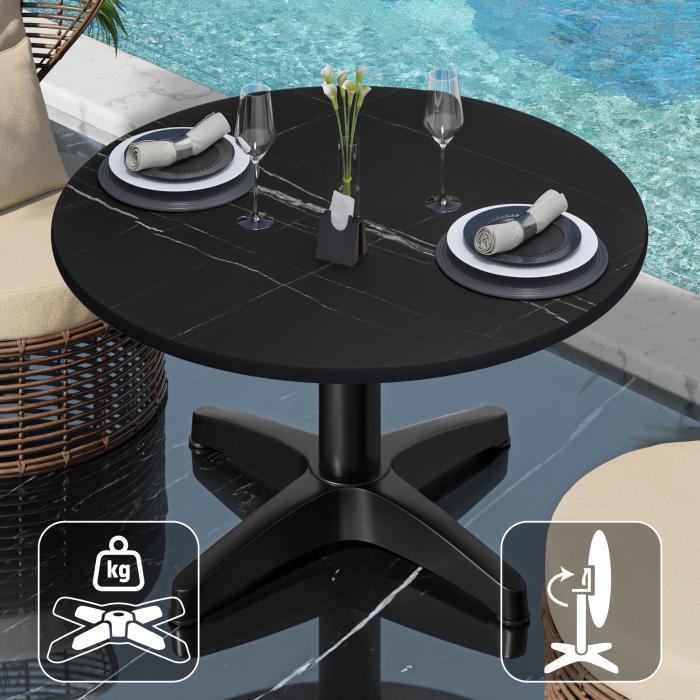 CPBL | Kompakt loungebord | Ø:H 60 x 42 cm | sort marmor / sort aluminium | sammenklappeligt | ekstra vægt
