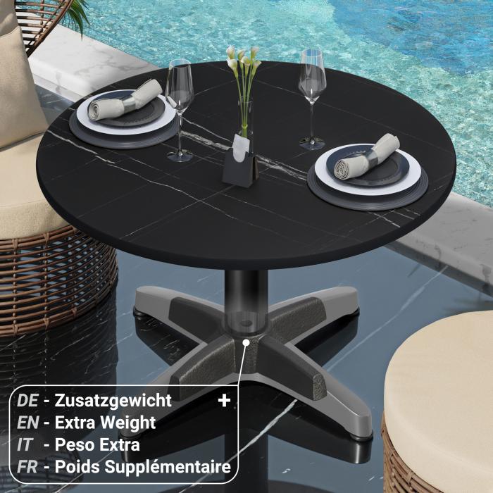 CPBL | Kompakt loungebord | Ø:H 60 x 42 cm | sort marmor / sort aluminium | sammenklappeligt | ekstra vægt
