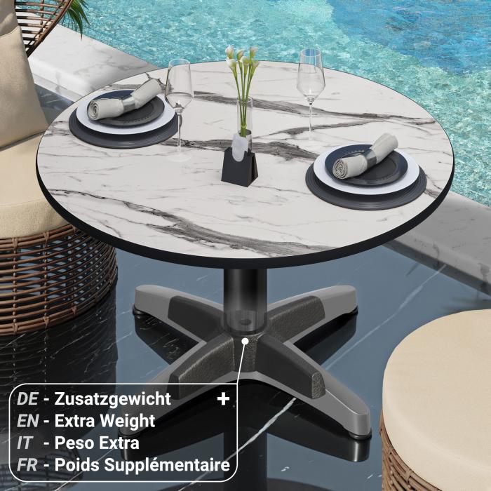 CPBL | Tavolo lounge compatto | Ø:H 60 x 42 cm | marmo bianco / alluminio nero | pieghevole | peso aggiuntivo CPBL | Tavolo lounge compatto | Ø:H 60 x 42 cm | marmo bianco / alluminio nero | pieghevole | peso aggiuntivo