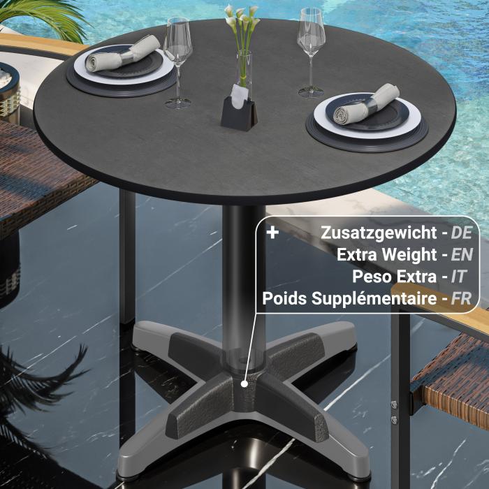 CPBL | HPL Bistro Table | Ø:H 60 x 78 cm | Anthracite / Aluminium Black | Foldable + additional weight | Round