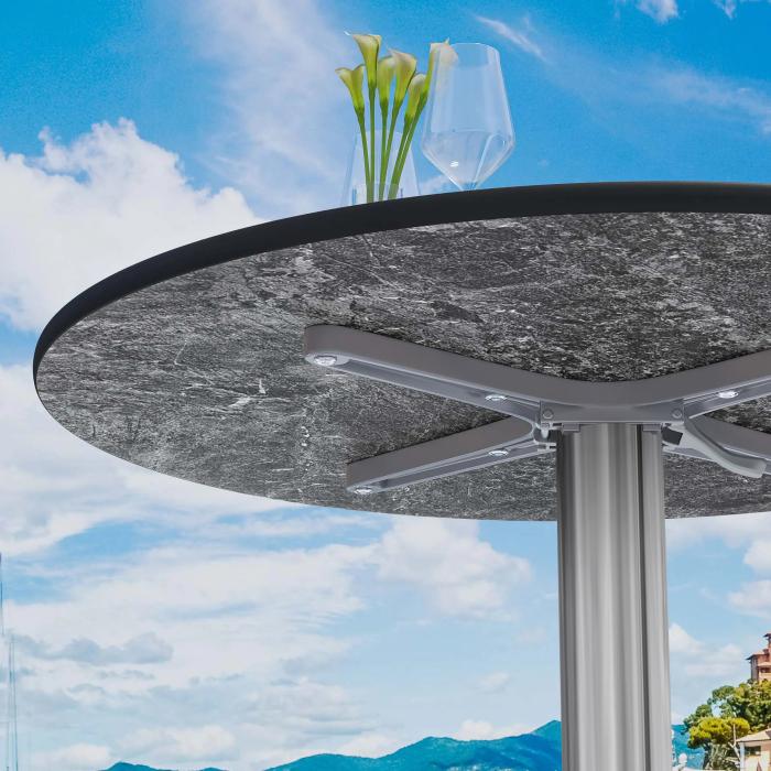 CPBL | HPL Bistro table | Ø:H 70 x 78 cm | Cappuccino marble / aluminium | Foldable + additional weight | Round