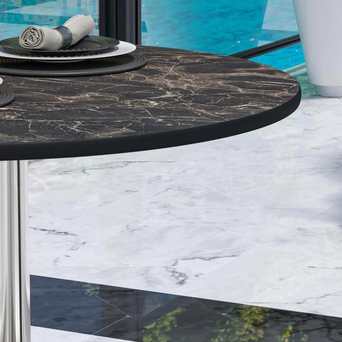 CPBL | HPL Bistro table | Ø:H 70 x 78 cm | Cappuccino marble / aluminium | Foldable + additional weight | Round