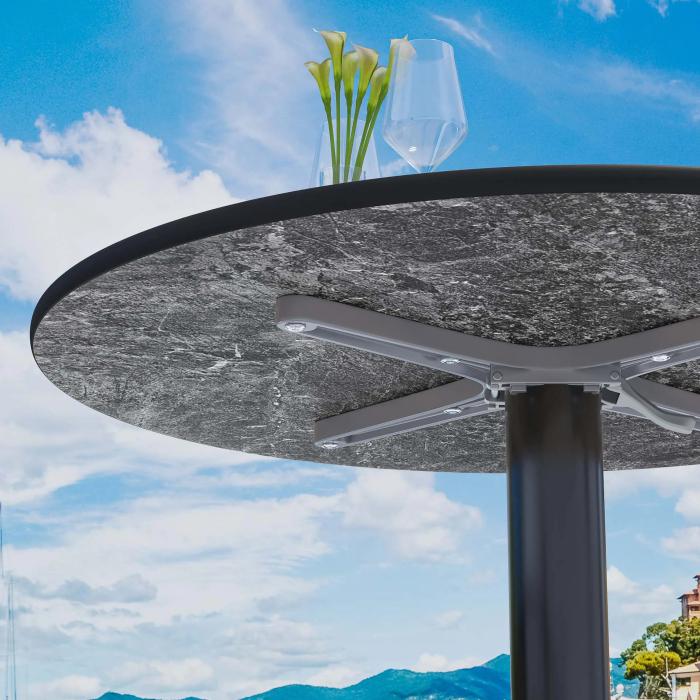 CPBL | HPL Bistro Table | Ø:H 60 x 78 cm | Cappuccino Marble / Aluminium Black | Foldbar + ekstra vægt | Rund CPBL | HPL Bistro Table | Ø:H 60 x 78 cm | Cappuccino Marble / Aluminium Black | Foldbar + ekstra vægt | Rund