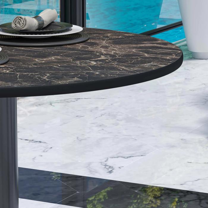 CPBL | HPL Bistro Table | Ø:H 60 x 78 cm | Cappuccino Marble / Aluminium Black | Foldbar + ekstra vægt | Rund CPBL | HPL Bistro Table | Ø:H 60 x 78 cm | Cappuccino Marble / Aluminium Black | Foldbar + ekstra vægt | Rund