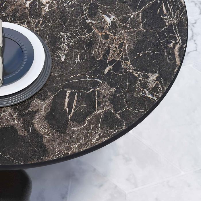 CPBL | HPL Bistro Table | Ø:H 60 x 78 cm | Cappuccino Marble / Aluminium Black | Foldbar + ekstra vægt | Rund CPBL | HPL Bistro Table | Ø:H 60 x 78 cm | Cappuccino Marble / Aluminium Black | Foldbar + ekstra vægt | Rund